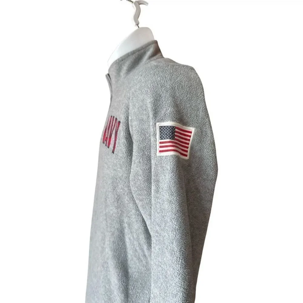Youth Boys Old Navy American Flag Patch Pullover Fleece Quarter Zip Jacket - XL